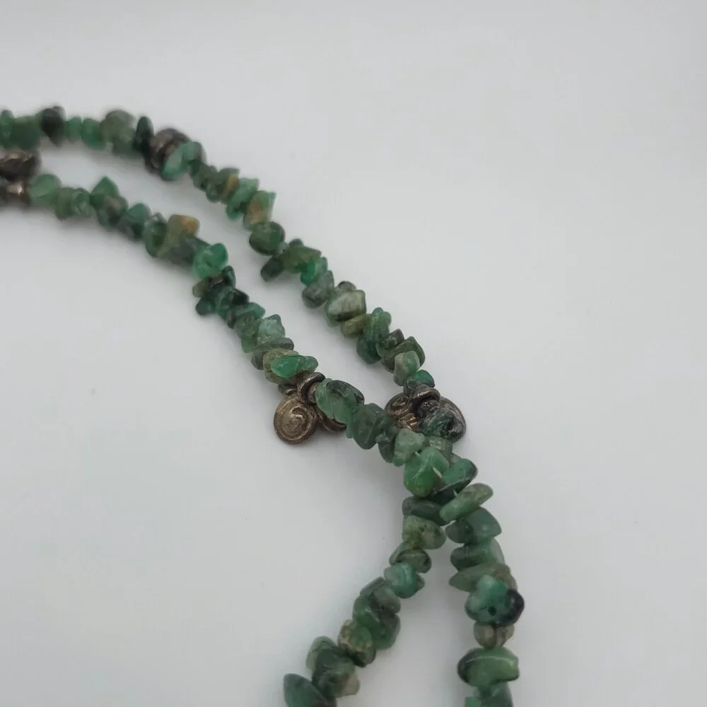 60 Inch 925 Sterling Silver Chrysoprase And Nephrite Long Necklace B6 - Picture 5 of 7